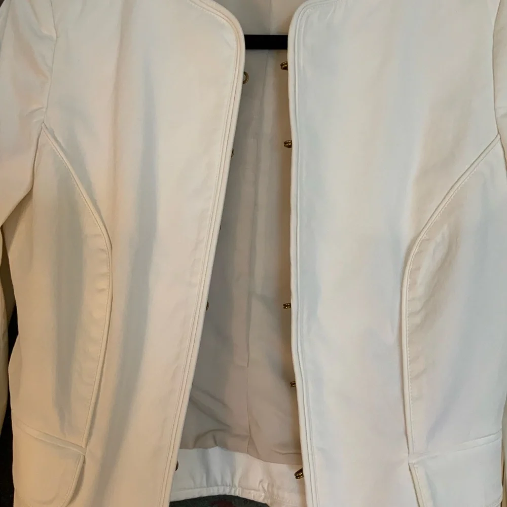 SOLD Burberry Prorsum $1795 White Collarless Cotton Blazer 44 Made in Italy - Picture 5 of 12